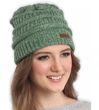 Skullies & Beanies Cable Knit Beanie for Women - Warm & Cute Multicolored Winter Knitted Caps for Cold Weather - Forest - CF1...