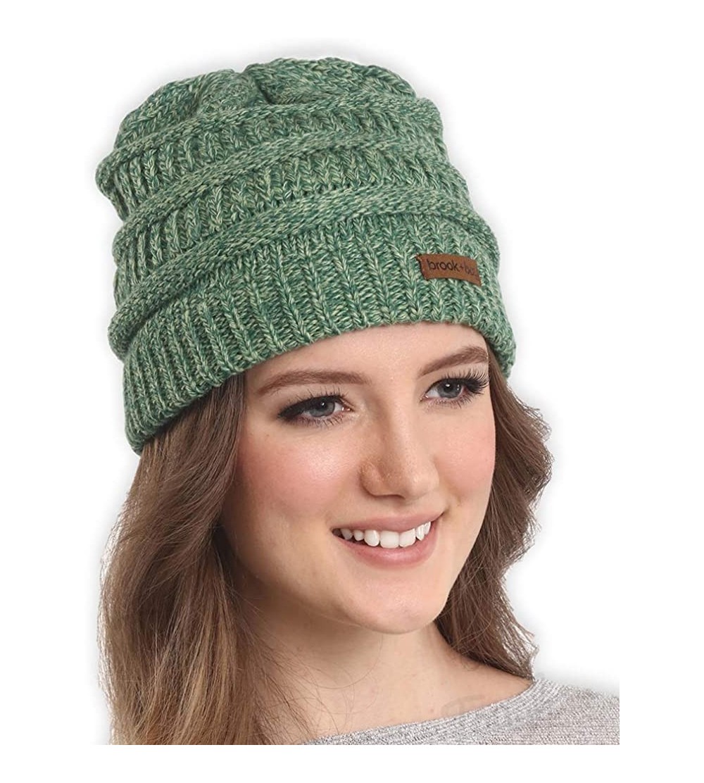 Skullies & Beanies Cable Knit Beanie for Women - Warm & Cute Multicolored Winter Knitted Caps for Cold Weather - Forest - CF1...