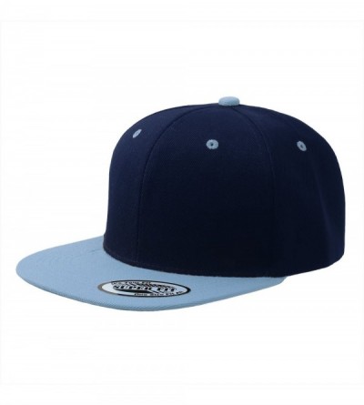 Baseball Caps Blank Adjustable Flat Bill Plain Snapback Hats Caps - Navy/Sky Blue - C611LI0N019 $19.32