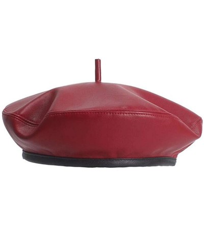 Berets Women's Adjustable PU Leather Beret Hat - Style B-red - CK18LOITDEI $12.22