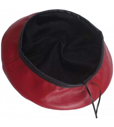 Berets Women's Adjustable PU Leather Beret Hat - Style B-red - CK18LOITDEI $12.22