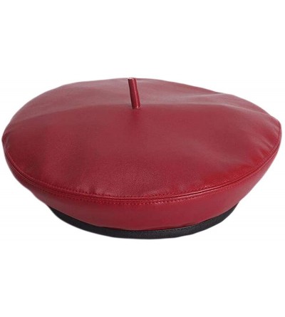 Berets Women's Adjustable PU Leather Beret Hat - Style B-red - CK18LOITDEI $12.22