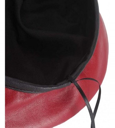 Berets Women's Adjustable PU Leather Beret Hat - Style B-red - CK18LOITDEI $12.22