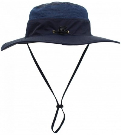 Sun Hats Outdoor Mesh Boonie Hat Outdoor UPF 50+ Wide Brim Sun Hat Windproof Fishing Hats - Navy Blue - C118TA6CS6C $11.99