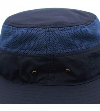 Sun Hats Outdoor Mesh Boonie Hat Outdoor UPF 50+ Wide Brim Sun Hat Windproof Fishing Hats - Navy Blue - C118TA6CS6C $11.99