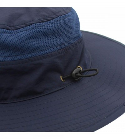 Sun Hats Outdoor Mesh Boonie Hat Outdoor UPF 50+ Wide Brim Sun Hat Windproof Fishing Hats - Navy Blue - C118TA6CS6C $11.99