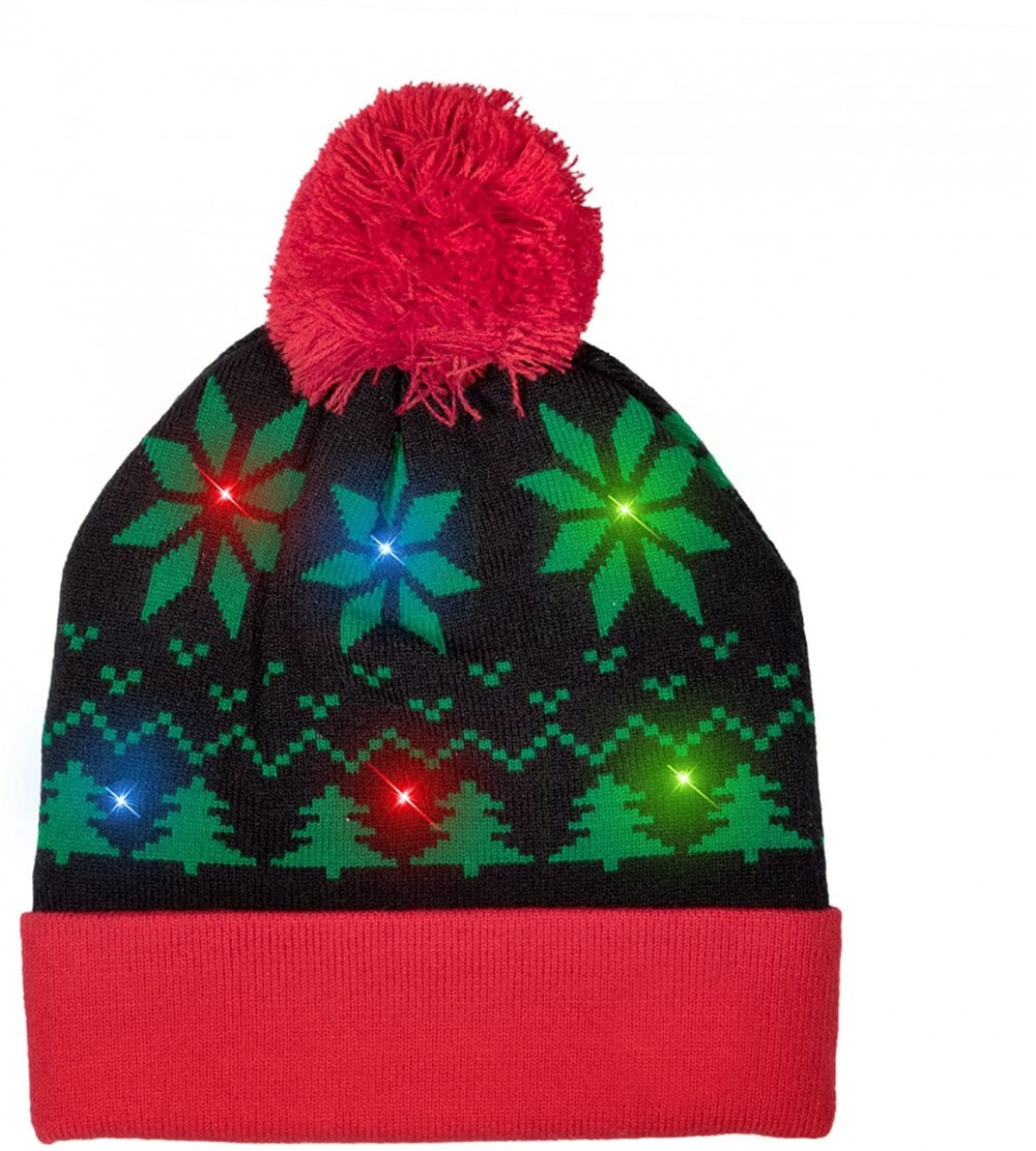 Skullies & Beanies LED Light-up Knitted Ugly Sweater Holiday Xmas Christmas Beanie - 3 Flashing Modes (FA La La Beanie) - CD1...