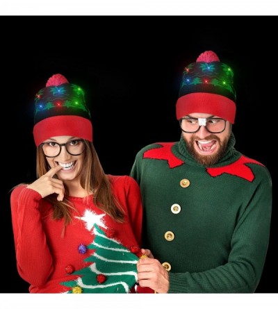 Skullies & Beanies LED Light-up Knitted Ugly Sweater Holiday Xmas Christmas Beanie - 3 Flashing Modes (FA La La Beanie) - CD1...