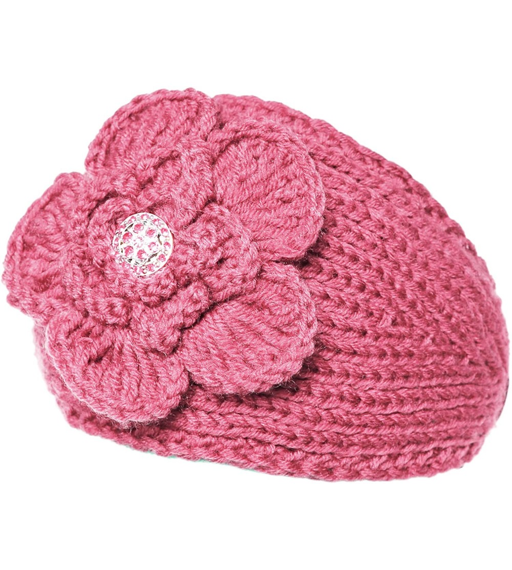 Cold Weather Headbands Knit Winter Headband Ear Warmer with Sparkles - Rhinestone Pink - CS11VTDEUXR $9.71