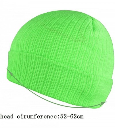 Skullies & Beanies Unisex Beanie Knit Winter Soft Warm Hats for Women and Men Beanies Skull Caps - Neon-green - CP186IE9G2W $...