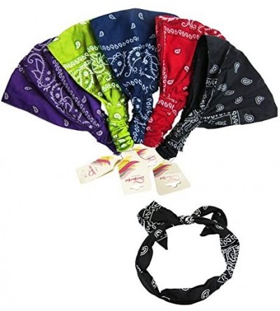 Headbands Paisley Bandana Headbands-5 PC with Wire Headband-Hair Accessories-Christmas Gifts - Dark - CN128CYC8LB $19.72