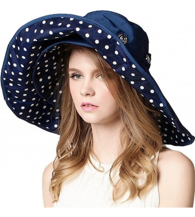 Sun Hats Womens Large Brim Floppy Foldable Roll up UPF 50+ Beach Sun Hat - Blue - CK11ZVBY6BT $19.50