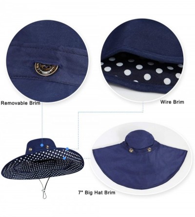 Sun Hats Womens Large Brim Floppy Foldable Roll up UPF 50+ Beach Sun Hat - Blue - CK11ZVBY6BT $19.50