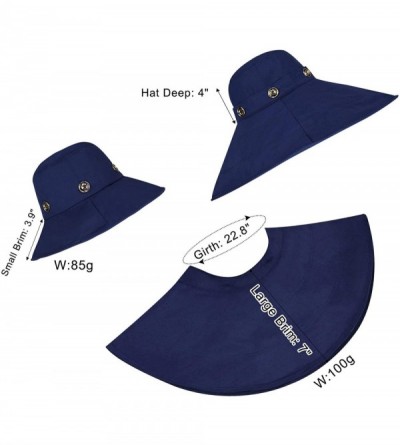 Sun Hats Womens Large Brim Floppy Foldable Roll up UPF 50+ Beach Sun Hat - Blue - CK11ZVBY6BT $19.50