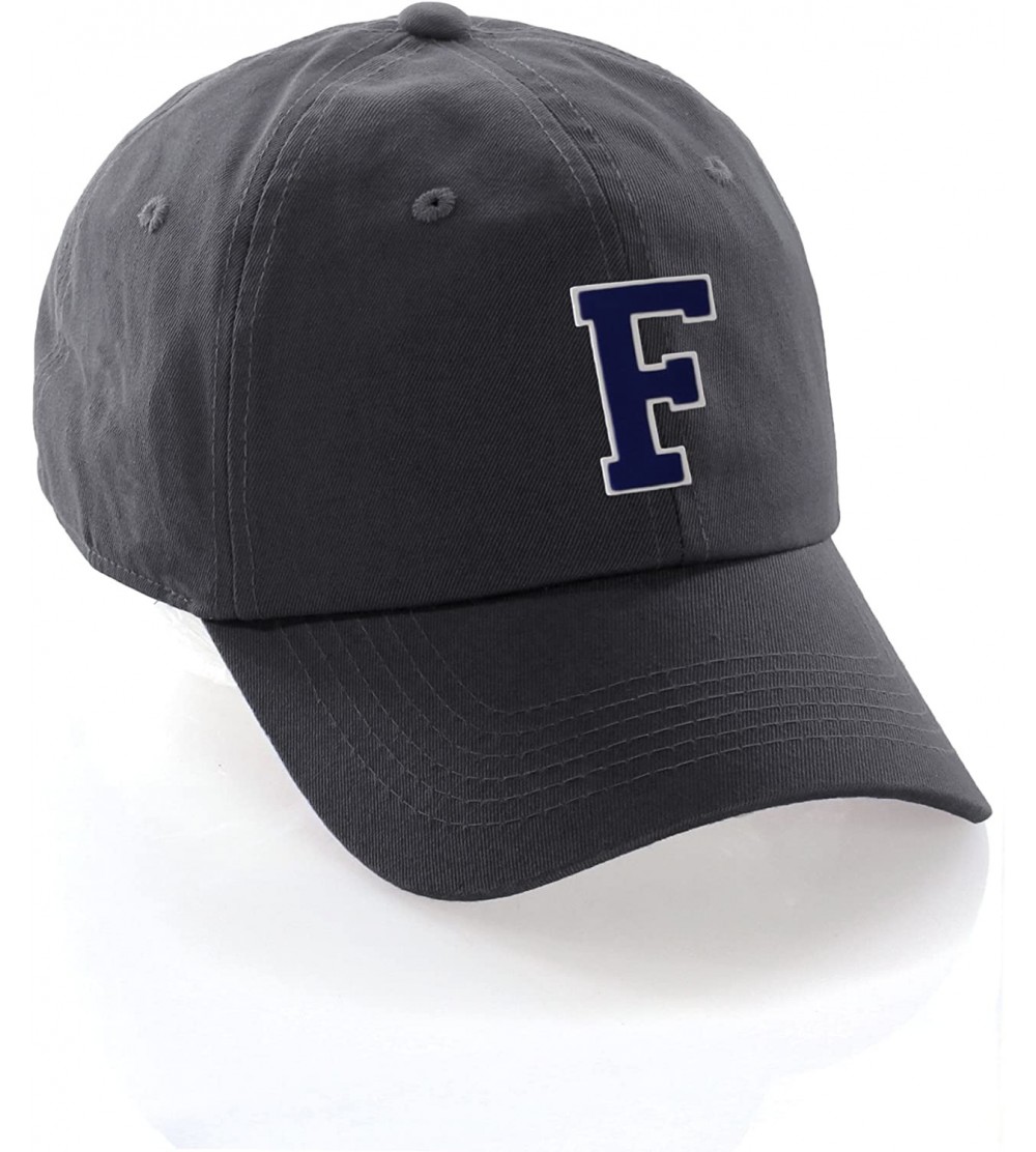 Baseball Caps Custom Hat A to Z Initial Letters Classic Baseball Cap- Charcoal Hat White Navy - Letter F - CG18ET605MX $11.35