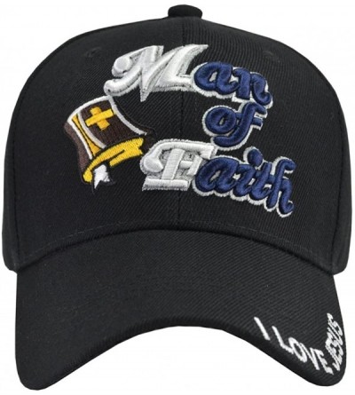 Baseball Caps Man of Faith Baseball Hat Black-One Size Fits Most - C411I11PLKV $25.04