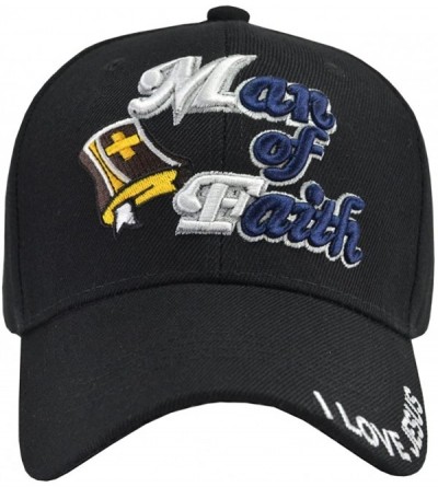 Baseball Caps Man of Faith Baseball Hat Black-One Size Fits Most - C411I11PLKV $13.88