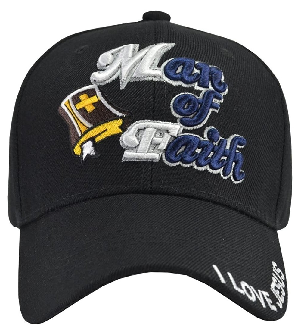 Baseball Caps Man of Faith Baseball Hat Black-One Size Fits Most - C411I11PLKV $13.88
