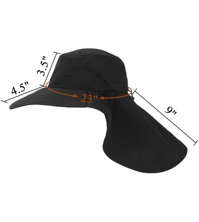 Sun Hats Unisex Wide Brim Safari Hat UV Protection Outdoor Sun Hat Fishing Hat with Neck Flap Cover - Black - CC18S57A8GT $14.55