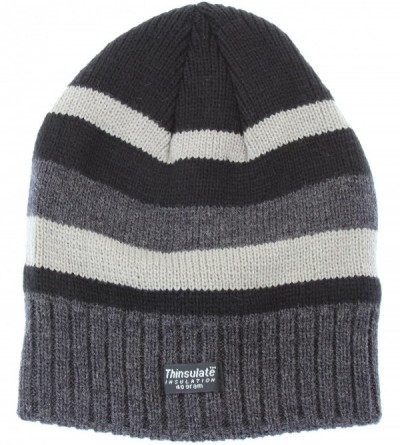 Skullies & Beanies Mens Striped Thermal Winter Hat (3M 40g) - Green Stripe - C011B5PDM65 $11.16