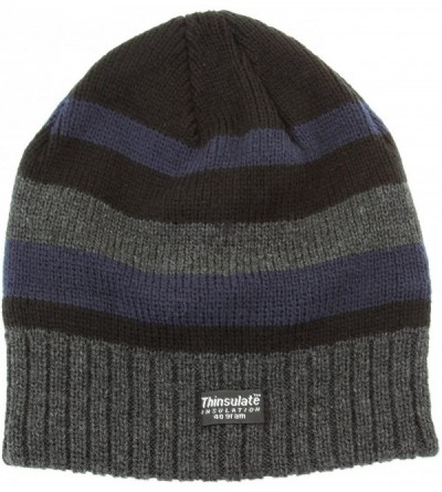 Skullies & Beanies Mens Striped Thermal Winter Hat (3M 40g) - Green Stripe - C011B5PDM65 $11.16