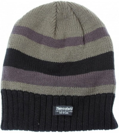 Skullies & Beanies Mens Striped Thermal Winter Hat (3M 40g) - Green Stripe - C011B5PDM65 $11.16
