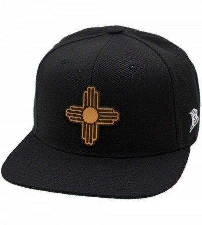 Baseball Caps NewMexico 'The Zia' Leather Patch Snapback Hat - Black - C218IOTDA9Z $47.78