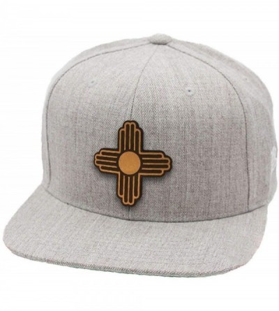 Baseball Caps NewMexico 'The Zia' Leather Patch Snapback Hat - Black - C218IOTDA9Z $20.38