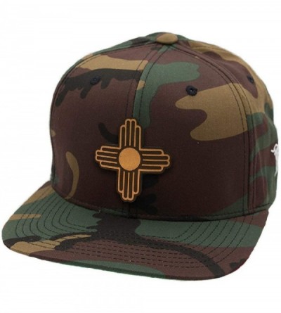 Baseball Caps NewMexico 'The Zia' Leather Patch Snapback Hat - Black - C218IOTDA9Z $20.38