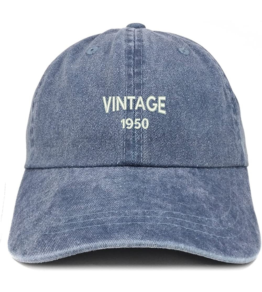Baseball Caps Small Vintage 1950 Embroidered 70th Birthday Washed Pigment Dyed Cap - Navy - CZ18C6QSGL9 $21.23
