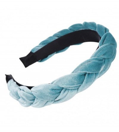 Headbands Women Braided Knot Headband Velvet Head Hoop Chunky Wide Plaited Hairbands Girls Hair Wrap (Blue) - Blue - CK18SZQ0...
