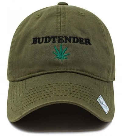 Baseball Caps Budtender Dad Hat Cotton Baseball Cap Polo Style Low Profile - Cotton Army Green - CG18SH966WY $12.83