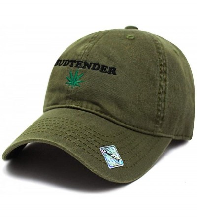 Baseball Caps Budtender Dad Hat Cotton Baseball Cap Polo Style Low Profile - Cotton Army Green - CG18SH966WY $12.83