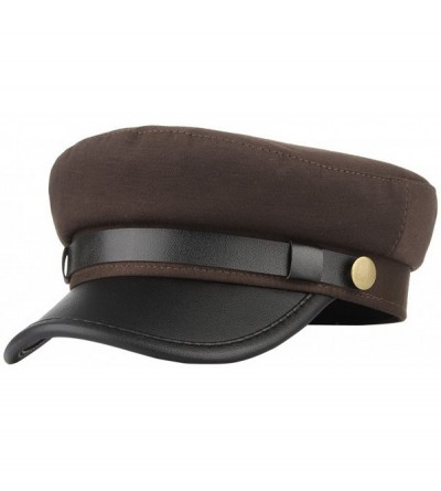 Berets Unisex Classic British Flat Top Fisherman Hat Cotton Breton Fiddler Hat - Coffee - CC18HEK3MN7 $6.96