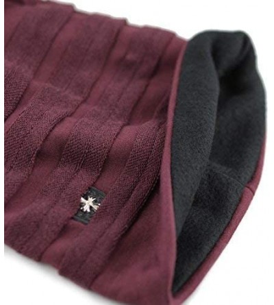 Skullies & Beanies Vintage Horizontal Long Slouchy Baggy Beanie Cross Badge Lined Winter Hat - Burgundy - CP126ILSSW3 $10.71