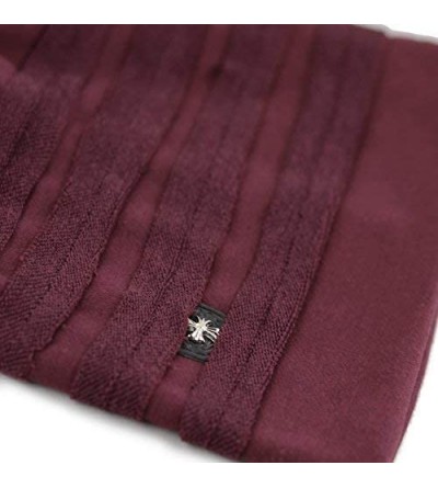 Skullies & Beanies Vintage Horizontal Long Slouchy Baggy Beanie Cross Badge Lined Winter Hat - Burgundy - CP126ILSSW3 $10.71