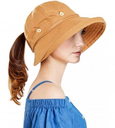 Sun Hats Adjustable Outdoor Protection Foldable Ponytail - Ginger - CJ18S4WXLHL $12.99