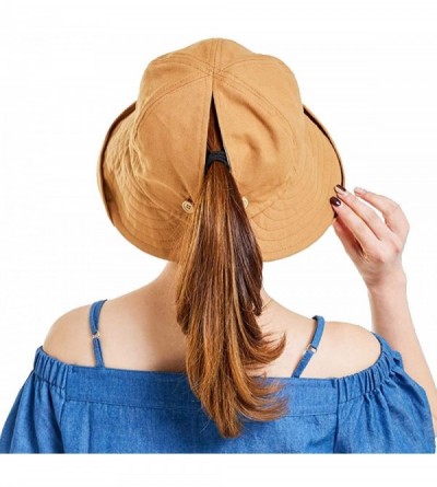 Sun Hats Adjustable Outdoor Protection Foldable Ponytail - Ginger - CJ18S4WXLHL $12.99