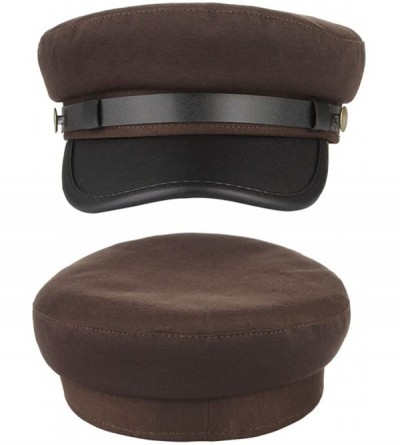 Berets Unisex Classic British Flat Top Fisherman Hat Cotton Breton Fiddler Hat - Coffee - CC18HEK3MN7 $6.96