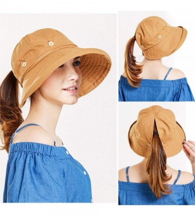 Sun Hats Adjustable Outdoor Protection Foldable Ponytail - Ginger - CJ18S4WXLHL $12.99