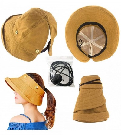 Sun Hats Adjustable Outdoor Protection Foldable Ponytail - Ginger - CJ18S4WXLHL $12.99