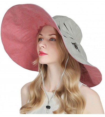 Sun Hats Packable Reversible Large Brim Floppy Sun Hat UPF 50 Sun Protection Travel Beach Hat - Pink-c - CG182ETUQA6 $43.97