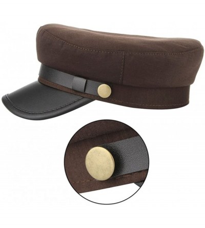 Berets Unisex Classic British Flat Top Fisherman Hat Cotton Breton Fiddler Hat - Coffee - CC18HEK3MN7 $6.96