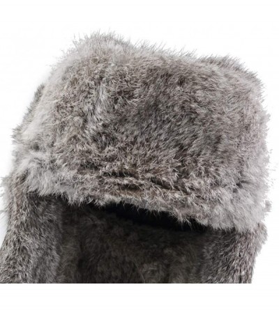 Bomber Hats Men's Rabbit Fur Trapper Hat Ear Flaps Russian Style Ushanka Hat - Grey Rabbit Fur - C518H89XKOC $26.95