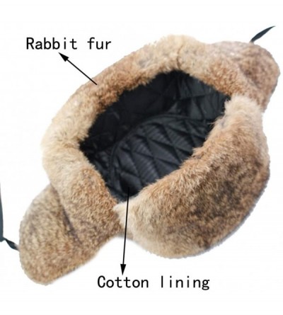 Bomber Hats Men's Rabbit Fur Trapper Hat Ear Flaps Russian Style Ushanka Hat - Grey Rabbit Fur - C518H89XKOC $26.95