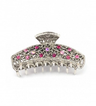 Headbands Women's Rhinestone Metal Claw Hair Clip Antique Silver IMC2023- Pink - Pink - C211KMU3RZZ $7.50