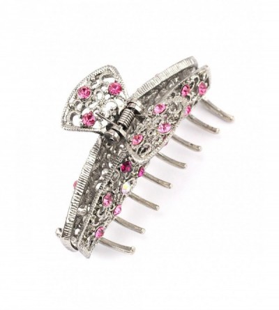 Headbands Women's Rhinestone Metal Claw Hair Clip Antique Silver IMC2023- Pink - Pink - C211KMU3RZZ $7.50