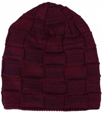 Skullies & Beanies Winter Beanie Hat Scarf Set Warm Thick Knit Hat Skull Cap for Men Women - Red - CM18M7DY5L8 $11.43