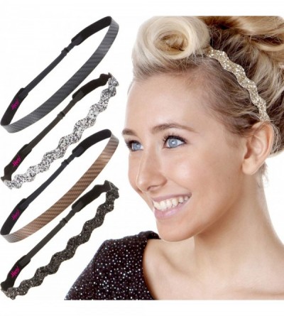 Headbands Fashion Adjustable Hairband Headbands - 5pk Gold/Black/Gunmetal/Brown/Black Fashion Pack - CH18A9EATQX $23.22