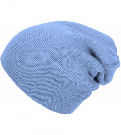 Skullies & Beanies Solid Color Long Beanie - Light Blue - CB11Y94VKSL $10.67